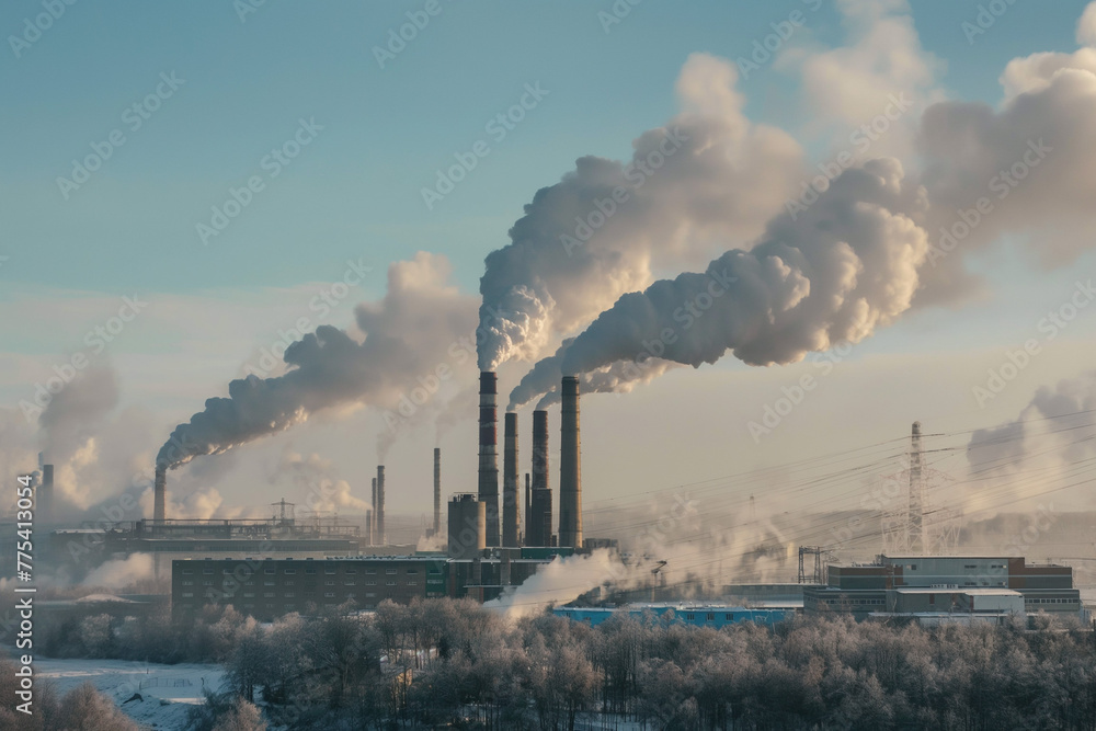 a smoking, dangerous factory that releases a lot of greenhouse gases into the environment, generative AI