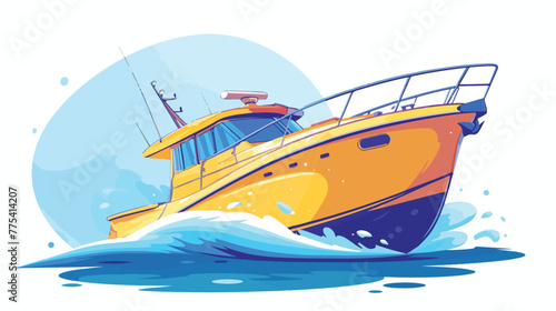 Boat line icon 2d flat cartoon vactor illustration