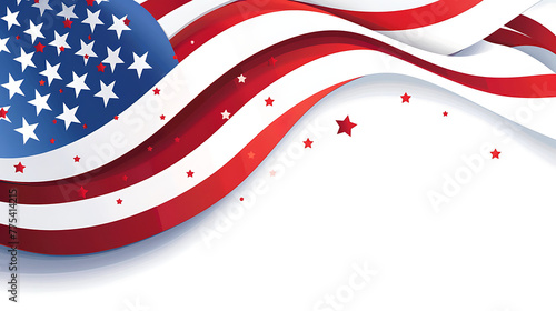 the American flag in a dynamic, waving motion. The flag features stars on a blue background in the upper left corner photo