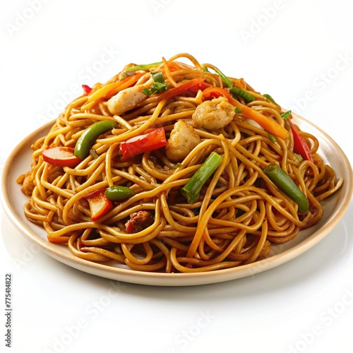 noodles with chicken and vegetables, Chow mein, noodles and vegetables dish 