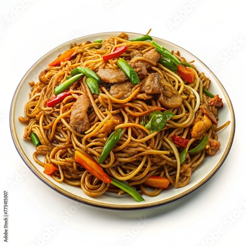 noodles with chicken and vegetables, Chow mein, noodles and vegetables dish 
