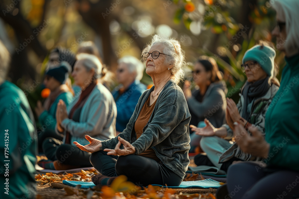 Group of People Sitting in a Circle Doing Yoga Group of People Sitting in a Circle Doing Yoga