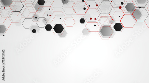 Abstract Hexagonal Network Design with Red Connections photo