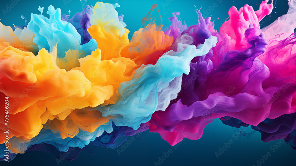 Colorful Smoke Clouds on Dark Background Abstract Art