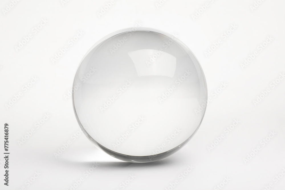 View of transparent glass ball on white background View of transparent glass ball on white background