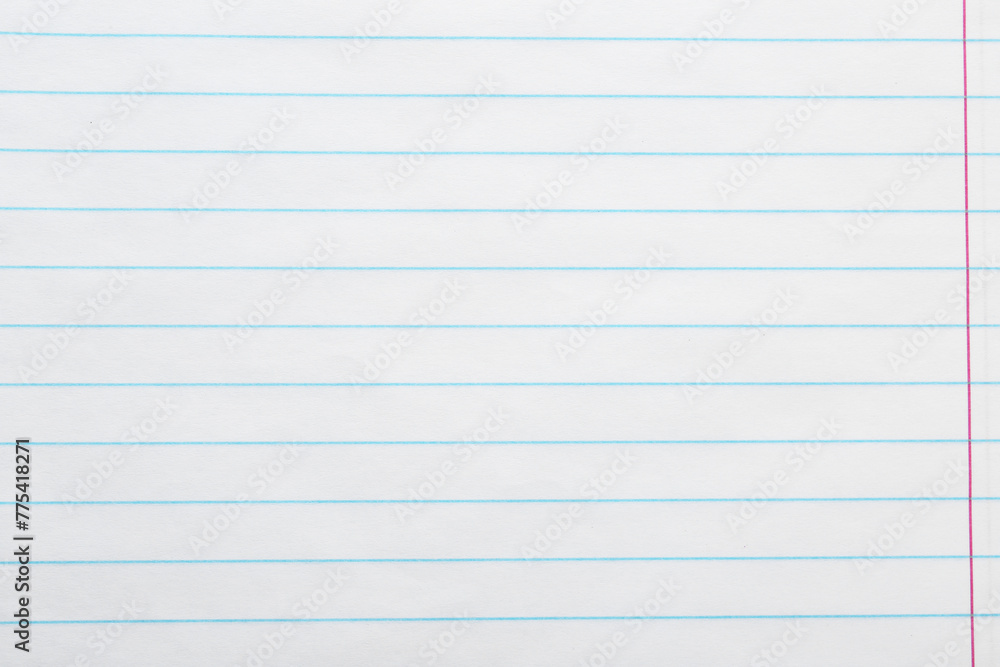 Naklejka premium Lined notebook sheet as background, top view