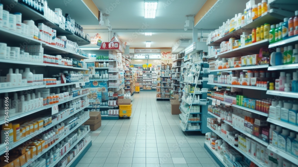 Interior view of a typical drug store