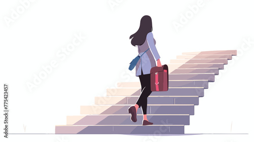 Businesswoman walking up staircase concept 2d flat