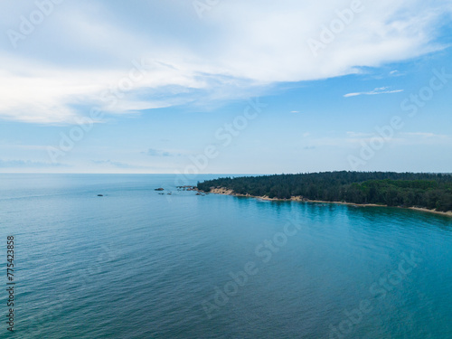 Aerial photography of coastal scenery in Qizi Bay, Changjiang, Hainan, China in summer © hu