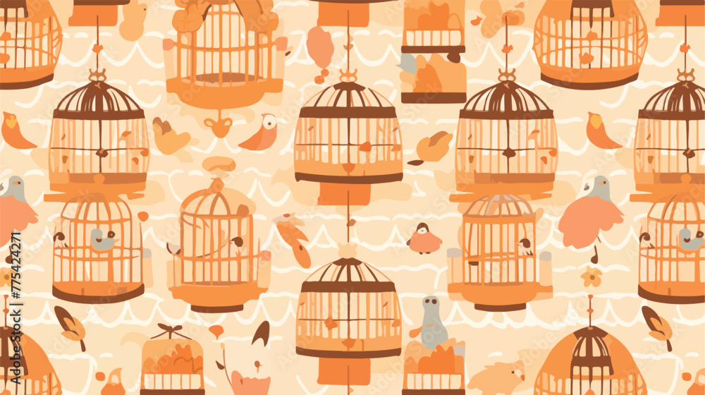 Cage orange seamless pattern Festa Junina endless b