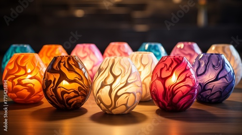 Easter egg-shaped candles photo
