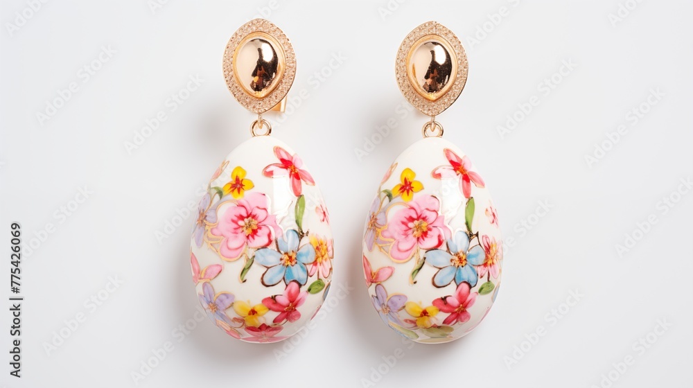 Easter egg-shaped earrings with pastel colors Easter egg-shaped earrings with pastel colors