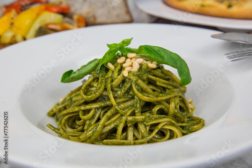 Fresh Italian pesto pasta 