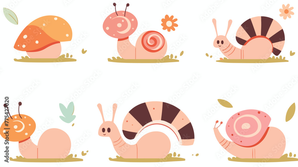 Cartoon snail pattern 2d flat cartoon vactor illust