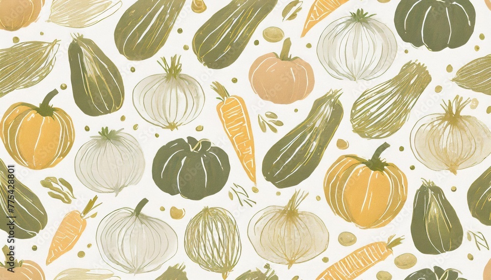 hand drawn vegetable pattern illustration