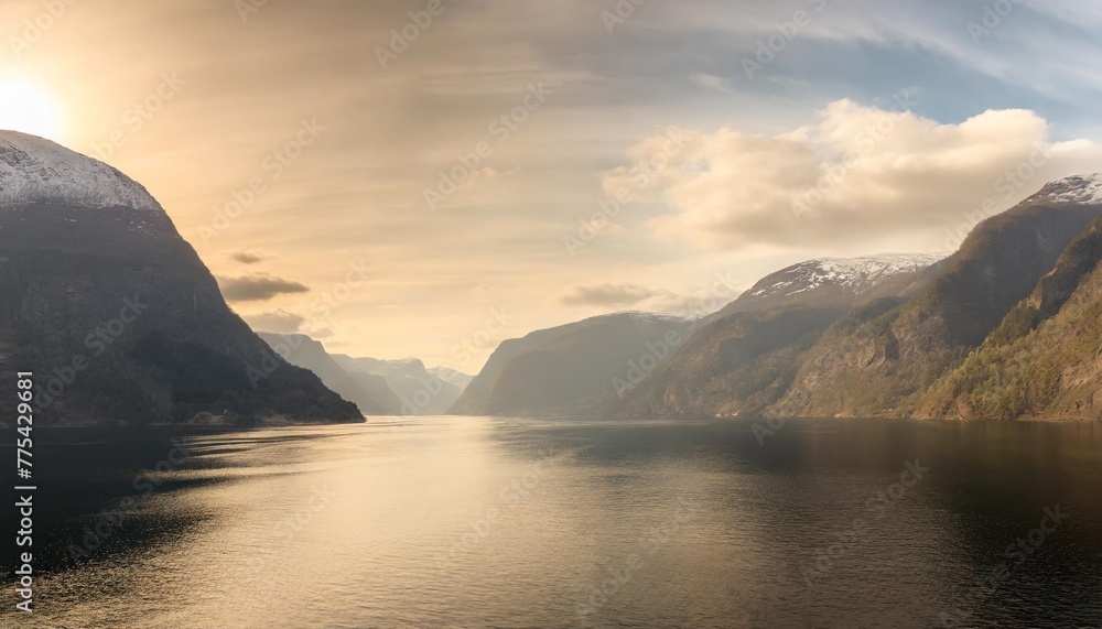 panoramic view of sognefjord one of the most beautiful fjords in norway