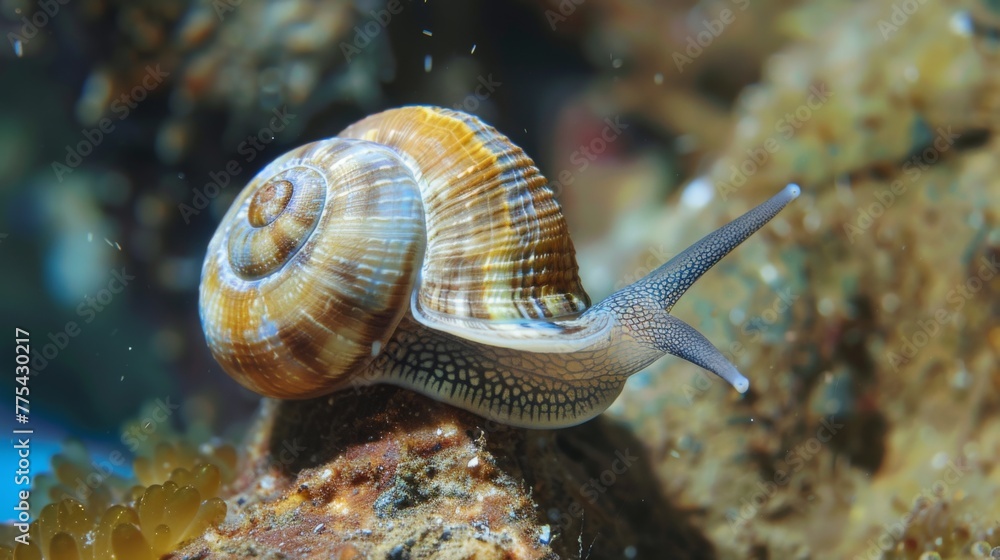 Close Up of a Snail on a Rock Close Up of a Snail on a Rock