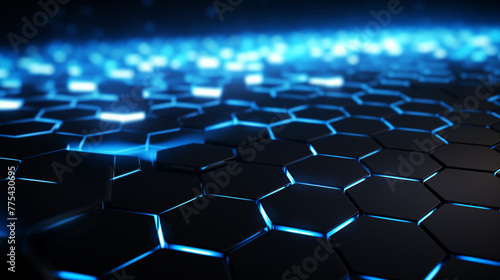 Vibrant Blue Glowing Honeycomb Technology Background