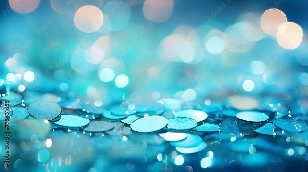 Bright Blue Sparkles and Bokeh for Festive Background Bright Blue Sparkles and Bokeh for Festive Background