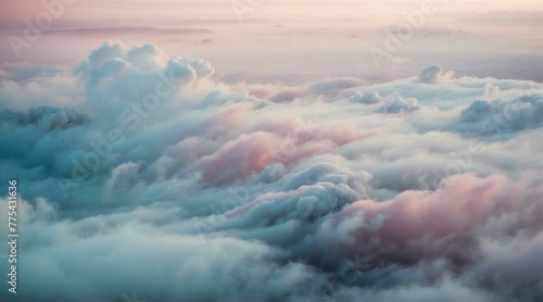 A view of a cloud filled sky from above. Generative AI. © serg3d