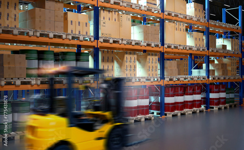 Warehouse center. Forklift ...