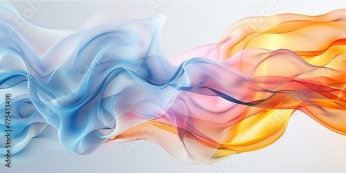 A colorful, flowing wave of fabric with blue and orange colors. The blue and orange colors are contrasting and create a sense of movement and energy. The image conveys a feeling of freedom