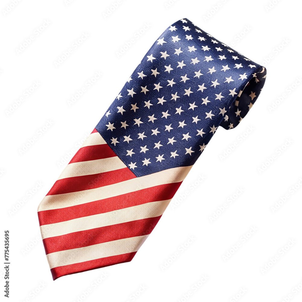 Obraz premium Patriotic Tie With American flag isolated on transparent background.