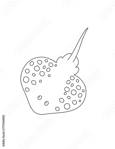 Stingray Coloring Page for Print. Underwater animals and Ocean Life Creatures.