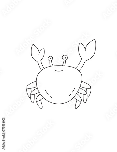 Ocean Crab Coloring Page for Print. Underwater animals and Ocean Life Creatures.