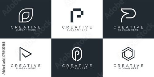 abstract collection letter p logo design inspiration