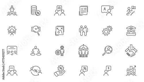Bussiness teamwork and management line icons collection. Line icons collection vector. Outline icon pack