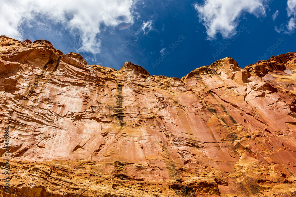 Towering sandstone cliff at Capital Reef National Park.