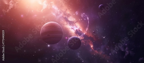 A close up of a group of planets in a galaxy