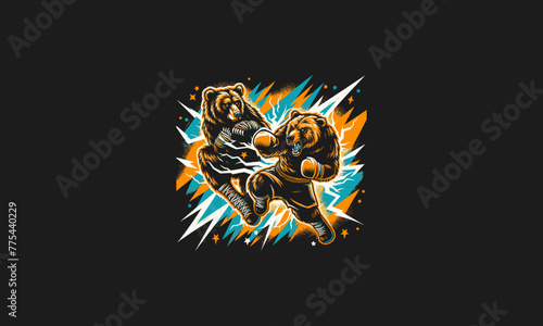 bear fight angry vector illustration artwork design