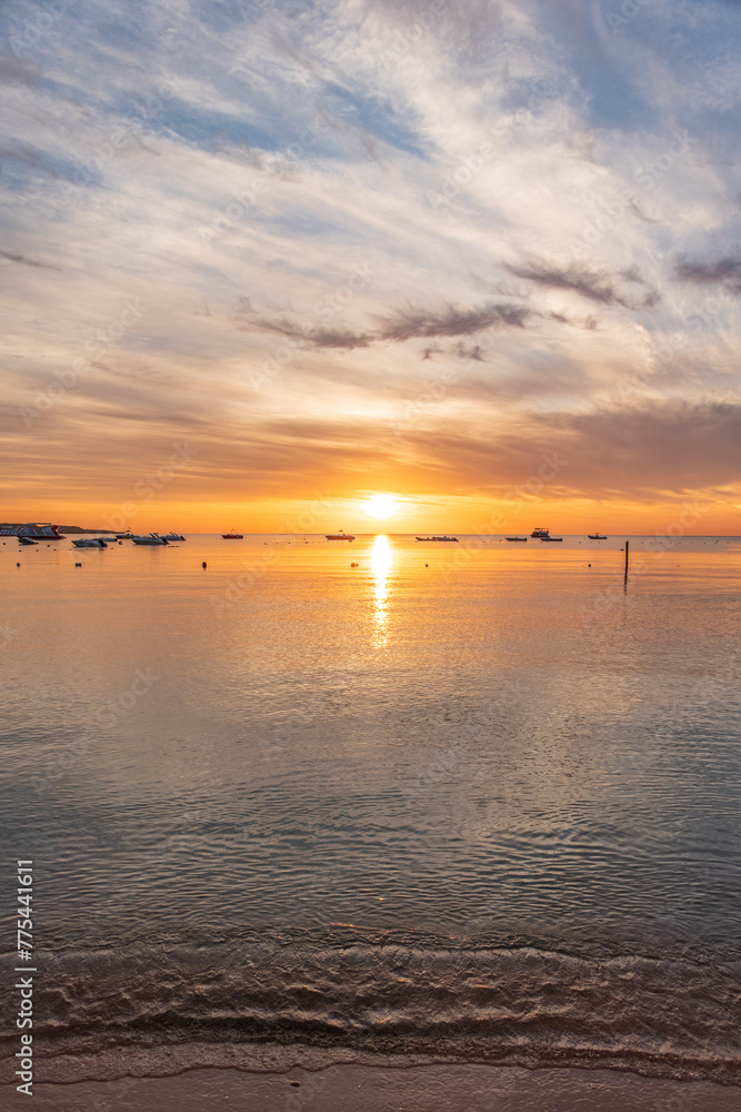 Beautiful red and orange sunrise over the sea.