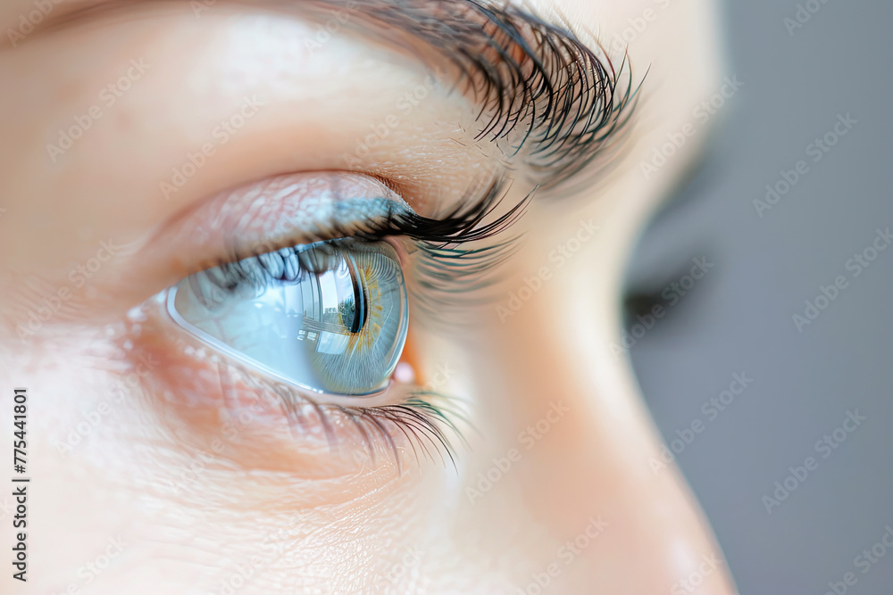 Fototapeta premium close up of blue eyes woman