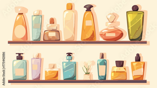Cosmetic bottles icon 2d flat cartoon vactor illust