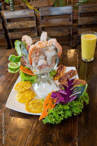 Exquisite seafood in a glass, Ecuadorian tiger's milk