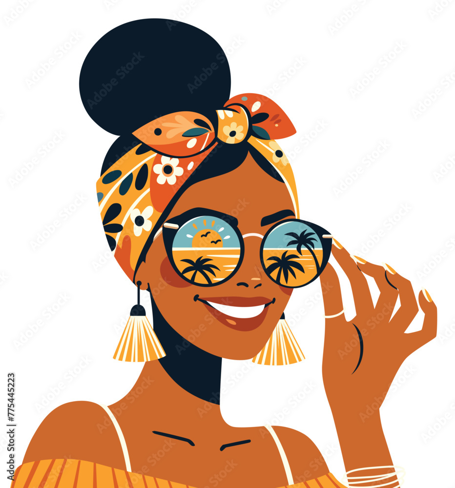 Fototapeta premium Woman Enjoying Summer Isolated