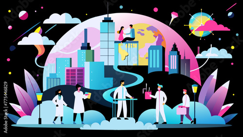 Global Healthcare: A Vector Illustration of a Doctor Conducting a Checkup on Earth 