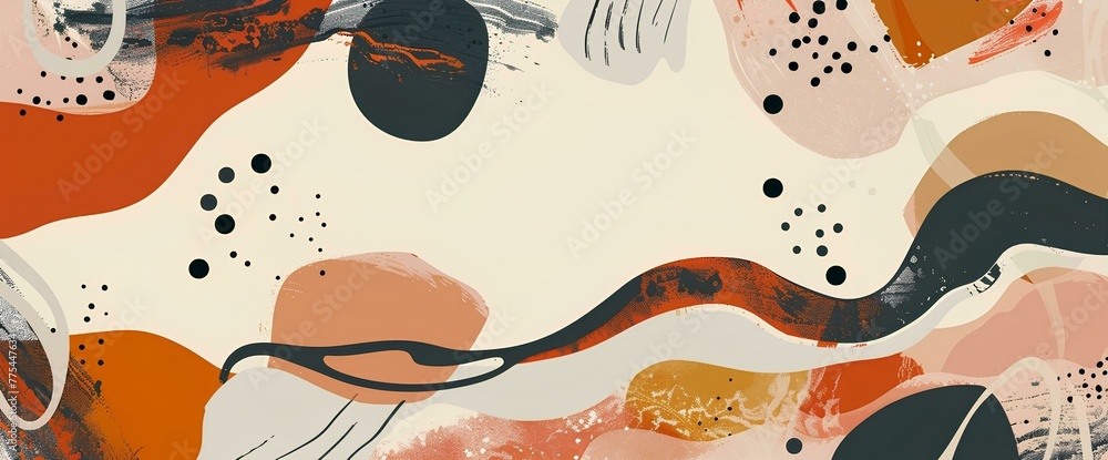Abstract watercolor background with red and blue spots. Hand-drawn illustration.