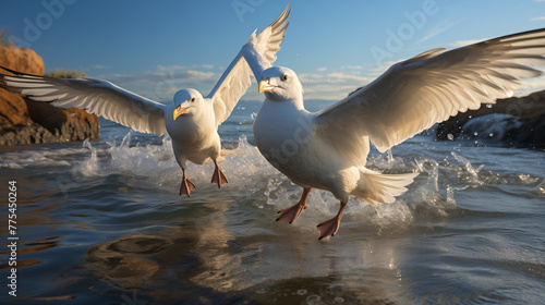 two seagulls on the water