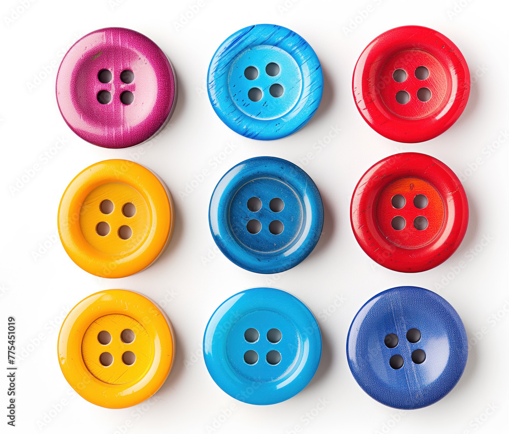 An array of colorful sewing buttons scattered on a white surface, showcasing a variety of shapes and sizes. An array of colorful sewing buttons scattered on a white surface, showcasing a variety of shapes and sizes.