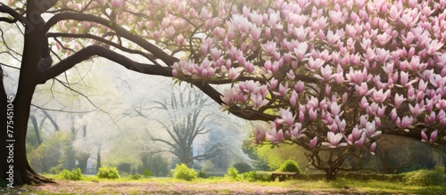 Wallpaper Mural A peaceful park setting showing a tree with a bench, perfect for relaxation and enjoying nature Torontodigital.ca