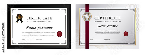 Golden certificate template collection design. Certificate set