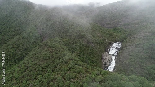 Aerial view of Aurelio Waterfall on Caparaó Mountains National Park - Dores do Rio Preto, Espírito Santo, Brazil photo