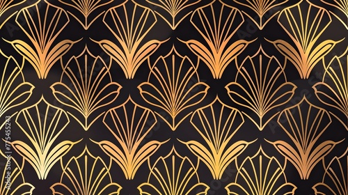 Luxury art deco seamless pattern background vector. Abstract elegant art nouveau with delicate golden geometric line vintage decorative minimalist texture style. Design for wallpaper, banner, card. 