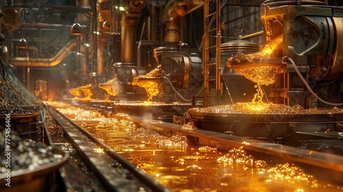 Gold Smelting Process: Molten Metal Transformed into Solid Ingots