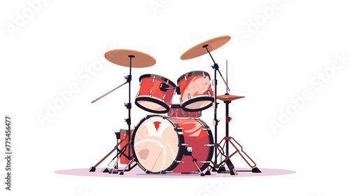 Drum set musical instrument illustration 2d flat ca