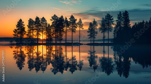 Silhouette of trees by lake against sky during sunset,Loppi,Finland